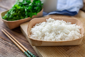 a bowl of boiled rice