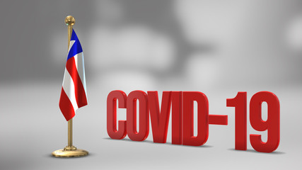 Bahia realistic 3D flag and Covid-19 illustration.