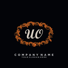 Initial Letter UO Logo With circle Template Vector