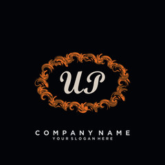 Initial Letter UP Logo With circle Template Vector