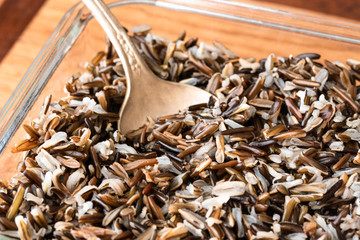 Cooked Wild Rice in a Dish