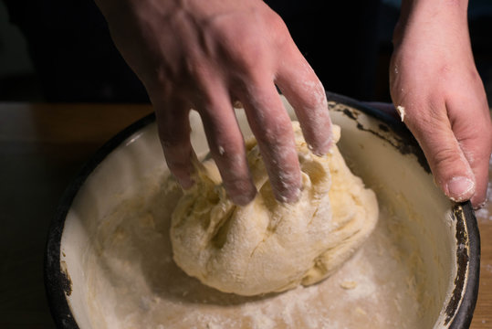 Dough on an old wooden table