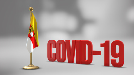 Carinthia realistic 3D flag and Covid-19 illustration.