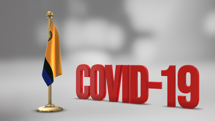 Cojedes Venezuela realistic 3D flag and Covid-19 illustration.