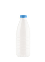 White bottle of milk isolated on a white background.