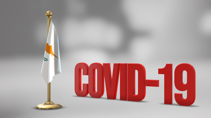 Cyprus realistic 3D flag and Covid-19 illustration.