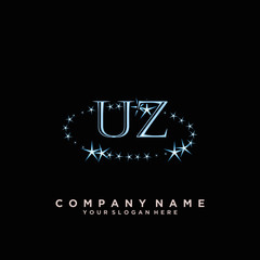 Initial Letter UZ Logo With circle Template Vector