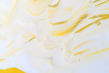 Wet thick white and yellow paint background