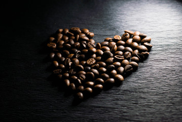 Heart shaped coffee beans