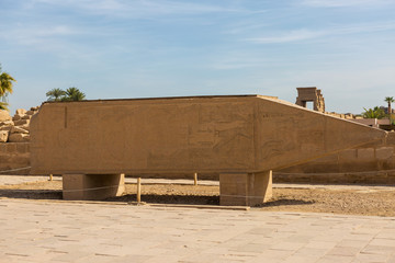 Fototapeta premium Karnak Temple, The ruins of the temple, Embossed hieroglyphs on the wall