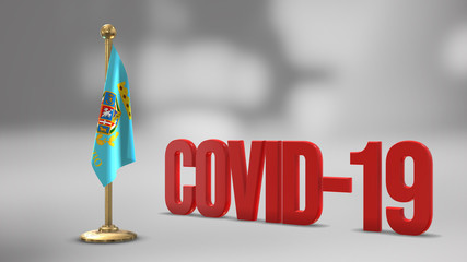 Lazio realistic 3D flag and Covid-19 illustration.