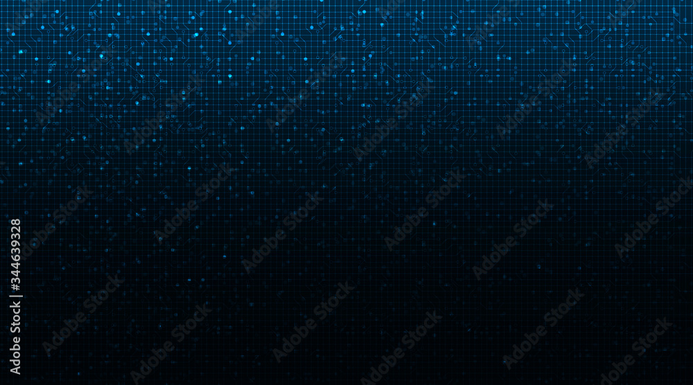 Wall mural dark and light circuit microchip on technology background,hi-tech digital and security concept desig