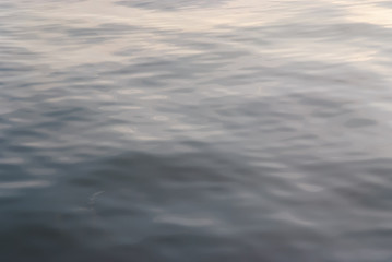 The surface of the lake at sunset.