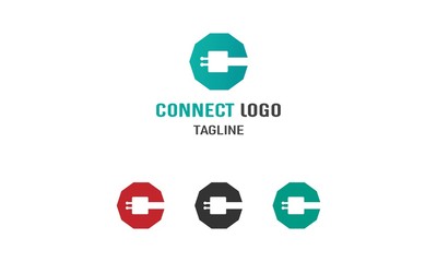 Connect logo vector. C letter logo vector. connection circuit logo