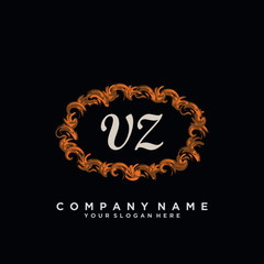 Initial Letter VZ Logo With circle Template Vector