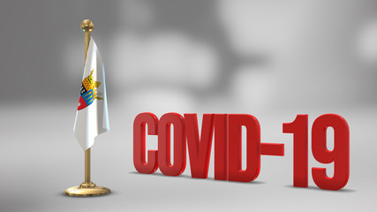 Nuble Chile realistic 3D flag and Covid-19 illustration.