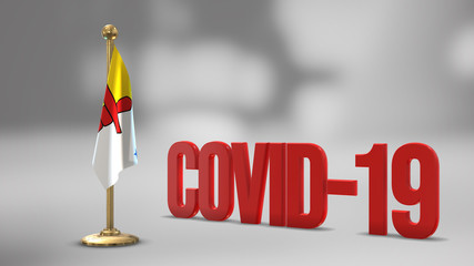 Nunavut realistic 3D flag and Covid-19 illustration.