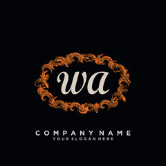 Initial Letter WA Logo With circle Template Vector