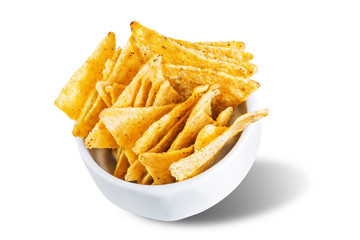 Corn chips on a white isolated background