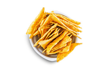 Corn chips on a white isolated background