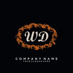 Initial Letter WD Logo With circle Template Vector