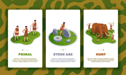 Fototapeta premium Prehistoric Vertical Banners Set