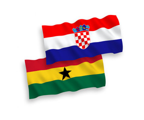 Flags of Ghana and Croatia on a white background