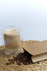 cup of coffee and coffee beans
