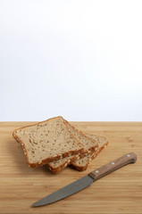 sliced bread on a wooden board