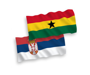 Flags of Ghana and Serbia on a white background