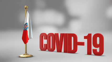 Thuringia realistic 3D flag and Covid-19 illustration.
