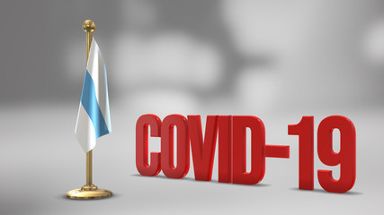 Tucuman realistic 3D flag and Covid-19 illustration.
