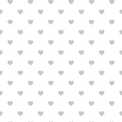 Seamless pattern with grey hearts on a white isolated background. Geometric print. Great for fabric, wallpaper, textile, wrapping. Vector illustration. - 344644313