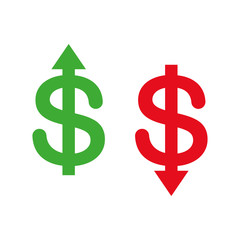 Obraz premium Money up and down arrow sign. Business vector illustration isolated on white