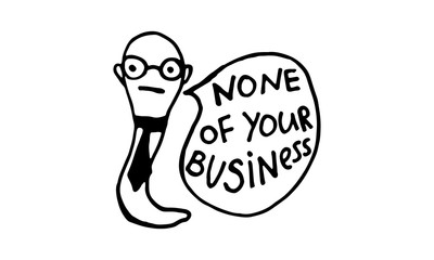 Illustration of a colorful earthworm expressing its thoughts. black white illustration