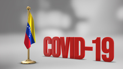 Venezuela realistic 3D flag and Covid-19 illustration.