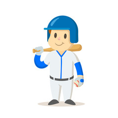 Young baseball player character. Sport and fitness. Colorful cartoon flat vector illustration. Isolated on white background.