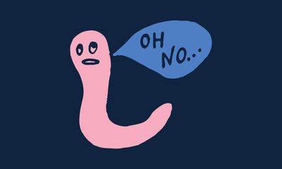 Illustration of a fabulous earthworm expressing its thoughts. color illustration