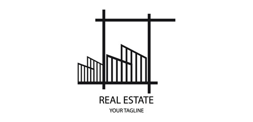 Real state logo design. illustration vector art. line Real estate logo, House, icon,