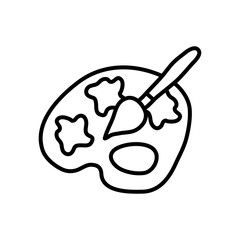 paint brush and palette icon, line style