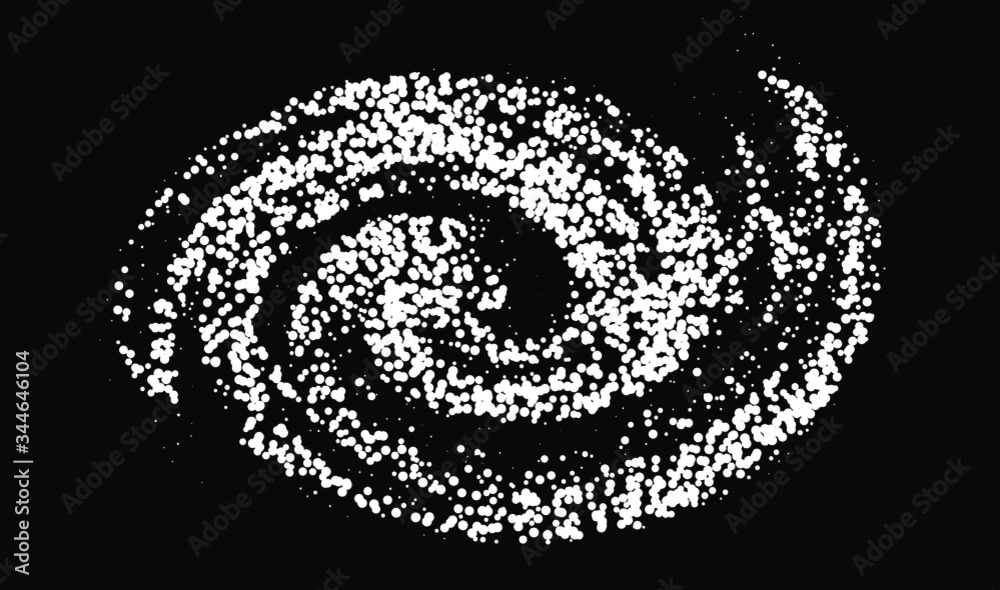 Aufkleber Swirl and spiral made of dots and particles. Graphic vector illustration of black hole in spacetime of helix galaxy.