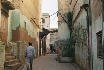 narrow street in the old town of Morocco