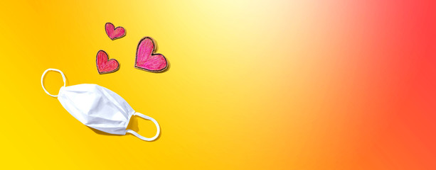 Medical worker appreciation theme with hearts and face mask