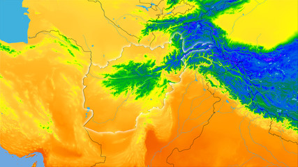 Afghanistan, annual temperature - light glow