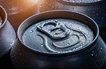 Aluminum soda cans, close up