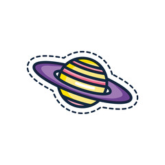 patches concept, saturn planet icon, line color style
