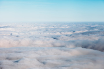 aerial view white clouds in blue sky top view from drone aerial birds eye landscape, fly aerial to view.