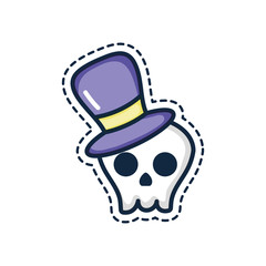 patches concept, skull with top hat icon, line color style