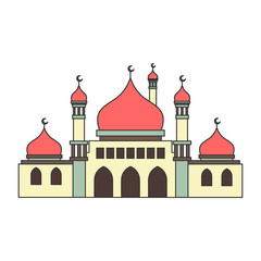 Islamic mosque building illustration with dome
