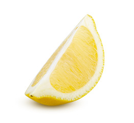 Lemon Slice Isolated on White Background. Cut of Fresh and Tasty Citrus Fruit Close Up